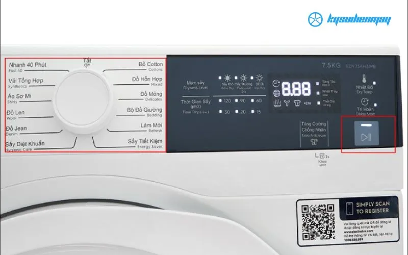 Máy sấy quần áo electrolux có nhiều chế độ sấy